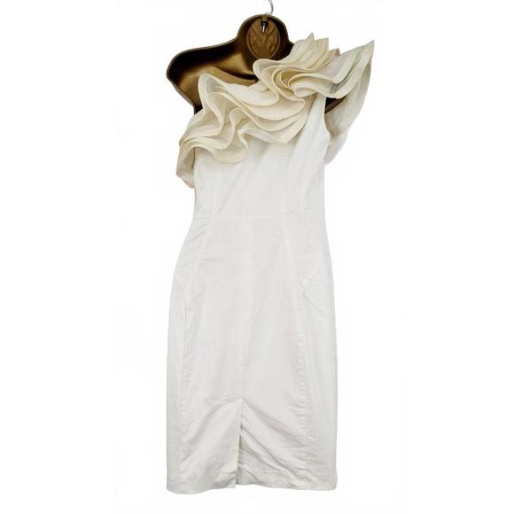 ted baker ruffle one shoulder dress NEW TED BAKER women's one shoulder ruffle dress in white